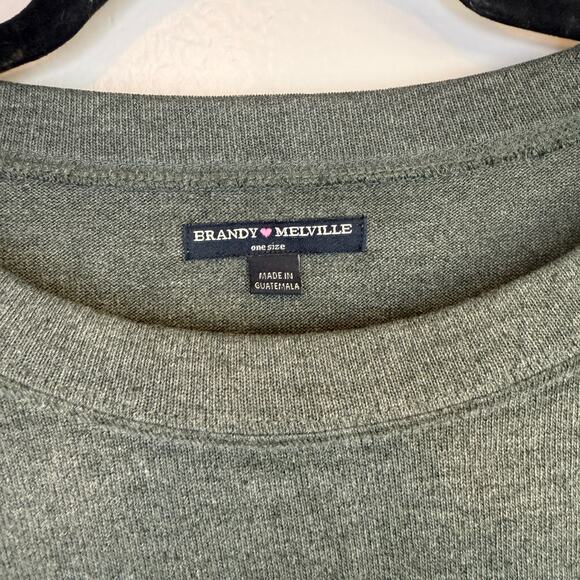Brandy Melville Women's Cropped Pullover Crew Neck Sweatshirt One Size Green - Picture 2 of 8